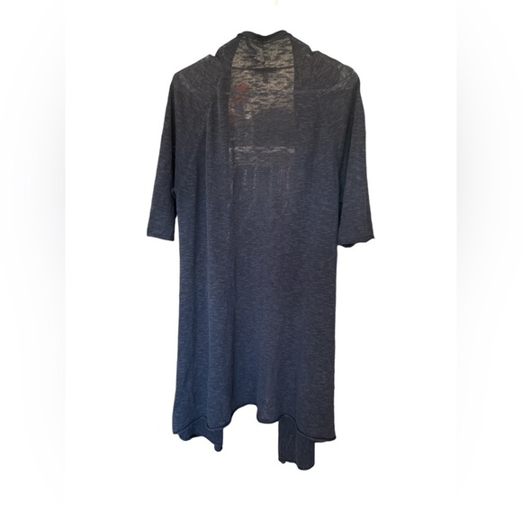 Eileen Fisher short sleeves drape front linen cardigan blue size medium - Picture 2 of 10